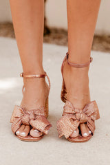 Ainsley Bronze Metallic Bow Tulle Heels FINAL SALE