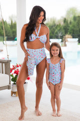 Kid's Beach Vibes Only In Firecracker Fabulous One Piece Swimsuit SALE