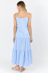 Sweet Melodies Blue Ribbed Knit Maxi Dress