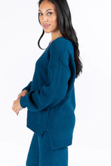 Cozy For Keeps Navy V-Neck Sweater