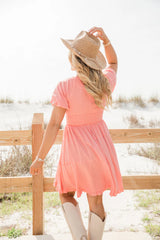 Urban Cowgirl Coral V-Neck Smocked Dress SALE