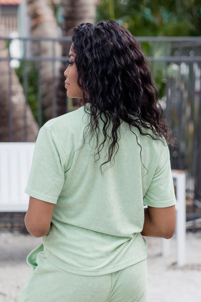 Never Looking Back Lime Terry Lounge Tee  SALE