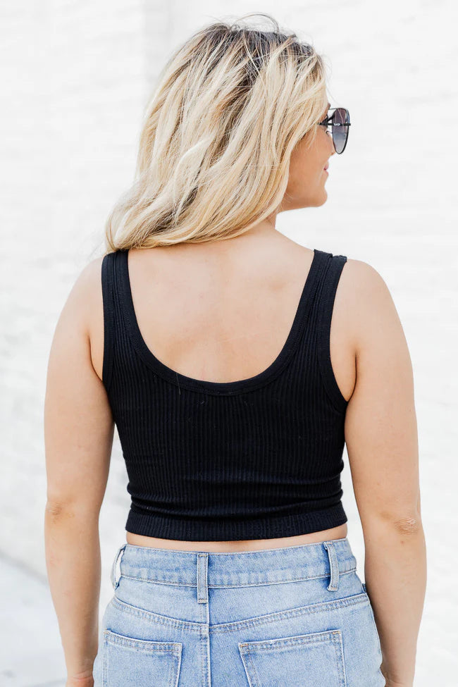 Can't Wait To See Black Ribbed Knit V-Neck Brami FINAL SALE