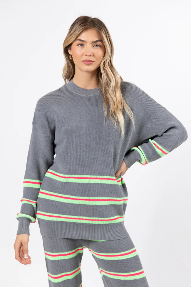 Seeing Stripes Pink and Green Striped Sweater FINAL SALE