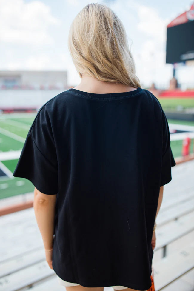 Classy Until Kick Off Black Stitched Tee FINAL SALE