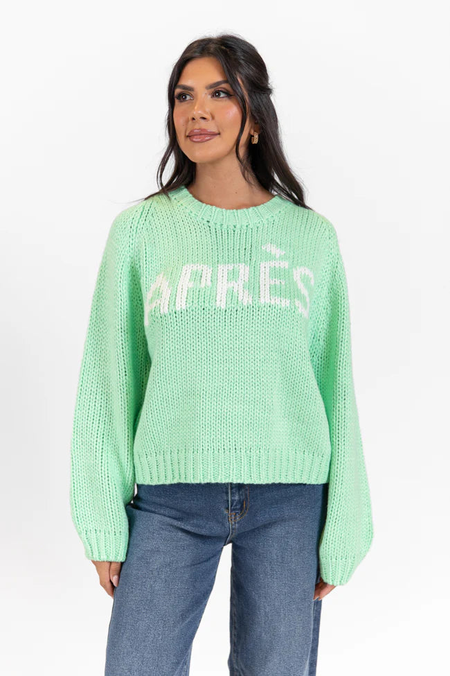 Apres Party Green Sweater FINAL SALE