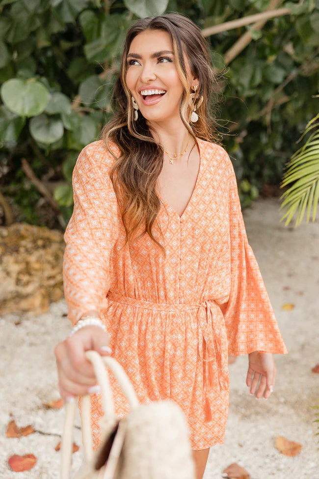 Searching For Fun Orange Printed Romper SALE