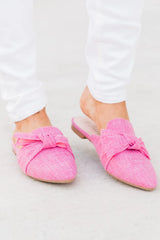 Audry Pink Tweed Bow Mule Flats FINAL SALE