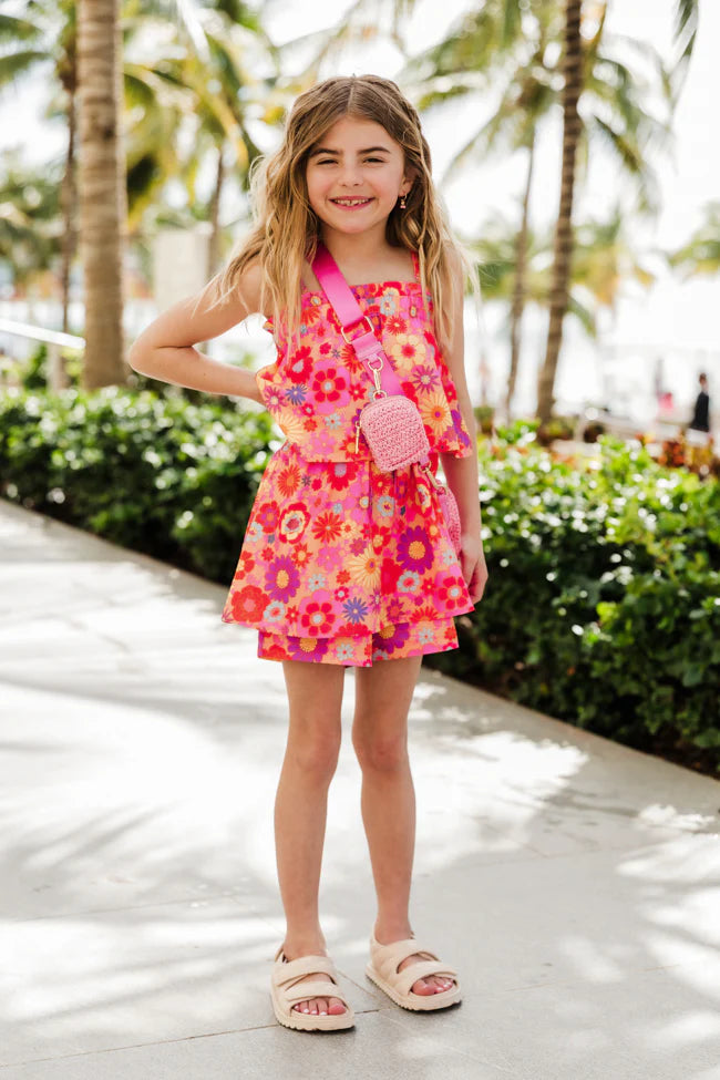 Kid's Tossing Petals Multi Retro Floral Romper SALE