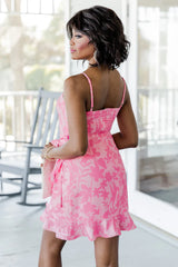 So Far So Good Pink Floral Wrap Mini Dress FINAL SALE