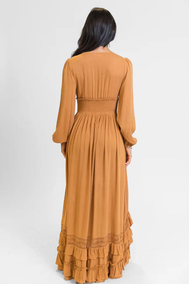 Lucky To Have You Camel Maxi Dress