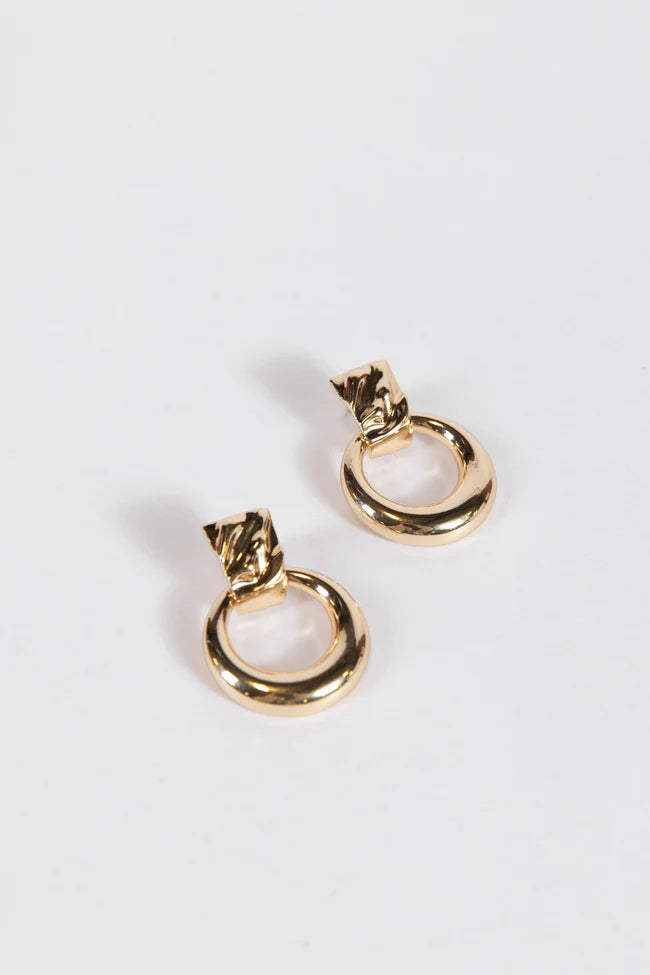 Post Circle Gold Hoop Earrings