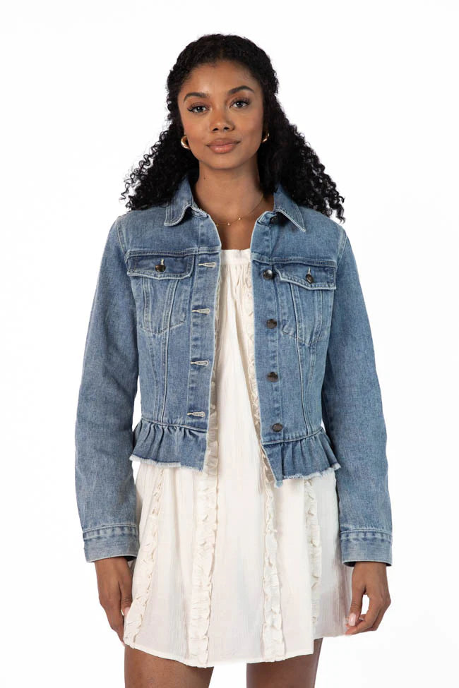 Denim Dreams Light Wash Peplum Detail Denim Jacket