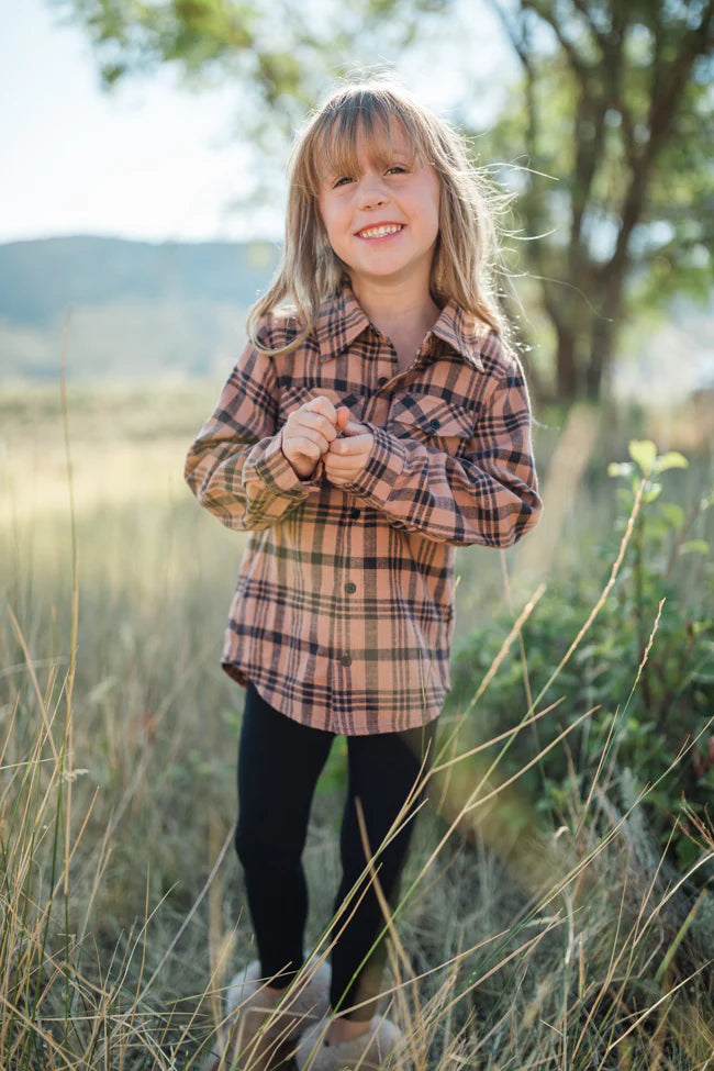 Kid's Nash Brown and Black Plaid Shirt