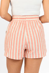 With The Tide Coral Striped Pull On Shorts