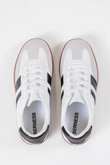 Lunden Double Stripe Black and White Leather Sneaker