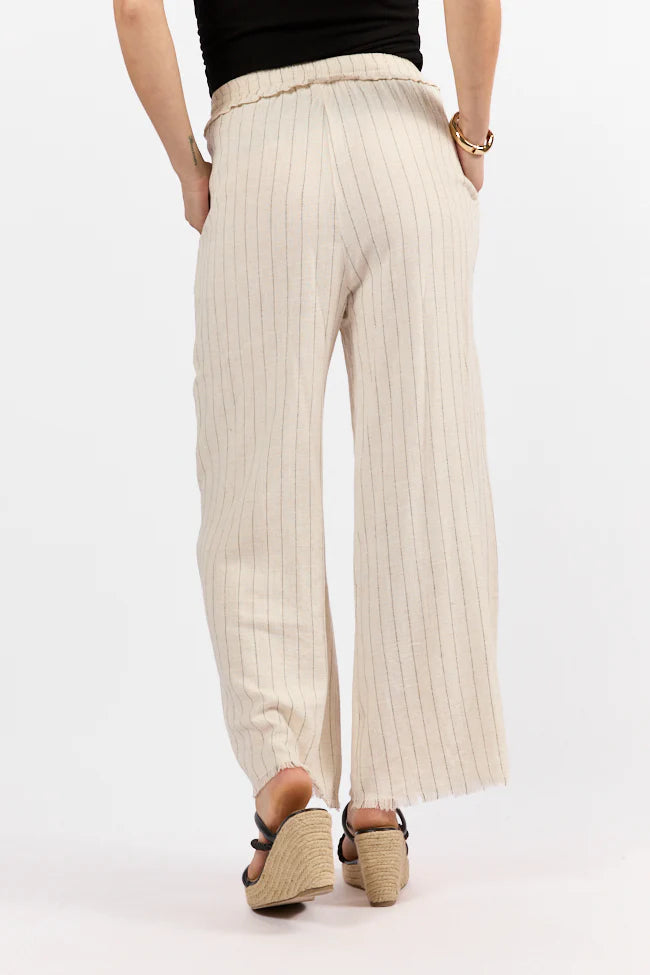 Full Sail Beige Linen Blend Striped Pants