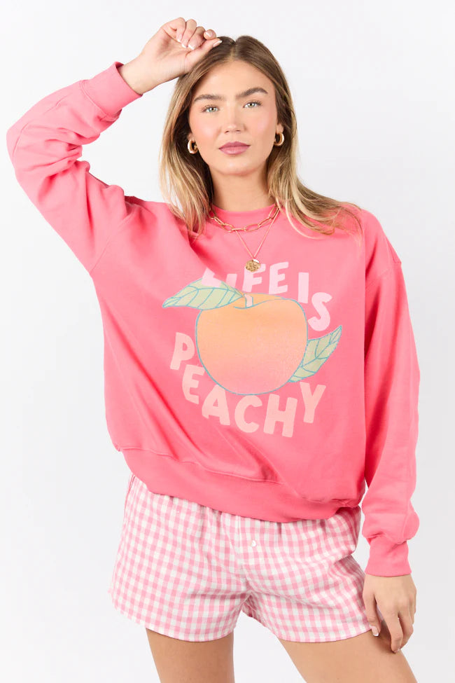 Life Is Peachy Light Red Graphic Sweatshirt