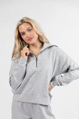 Let's Just Stay Heather Grey Quarter Zip Knit Pullover