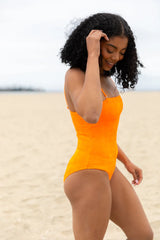 Coral Reef Orange Textured One Piece Swimsuit SALE