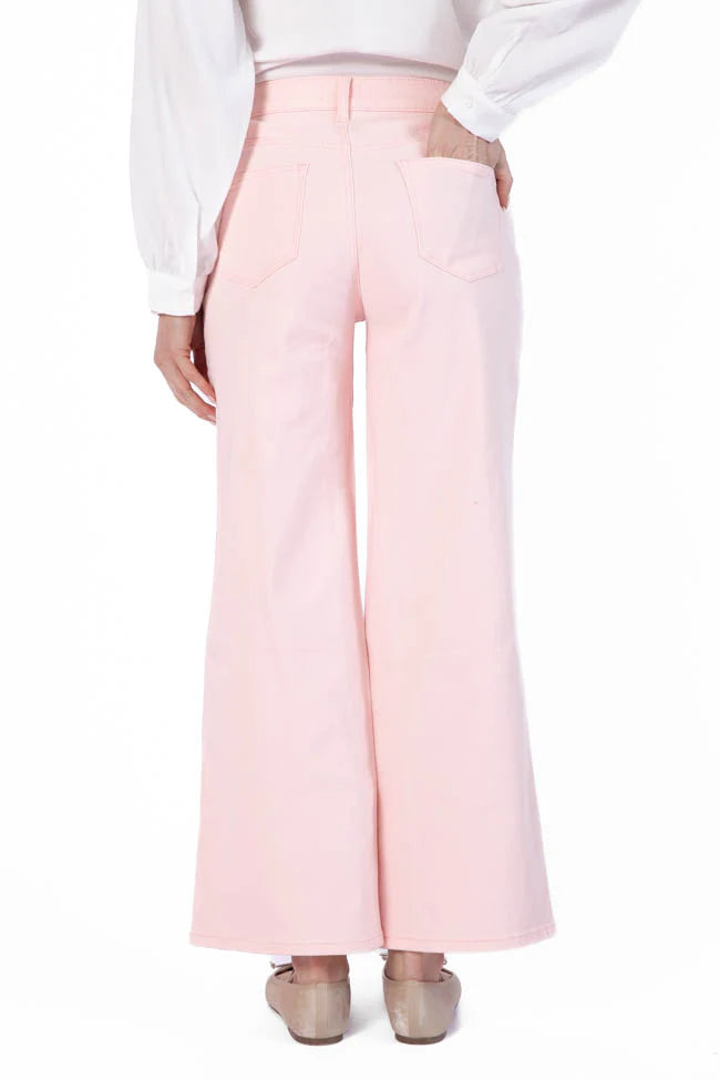 Sutton Pink Wide Leg Patch Pocket Jeans