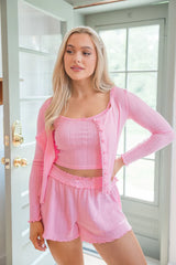 At This Time Pink Pointelle Lounge Cami and Cardigan SALE