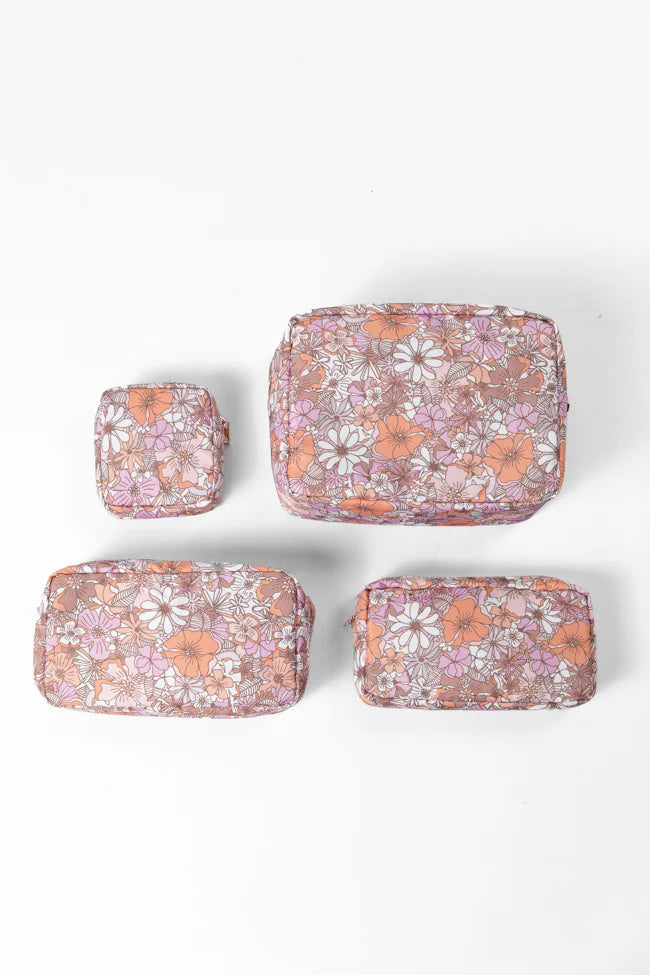 Retro Floral Travel Pouch Set