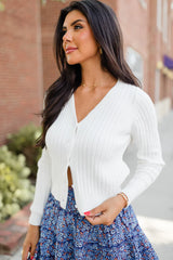 What You Needed Ivory Ribbed Cardigan