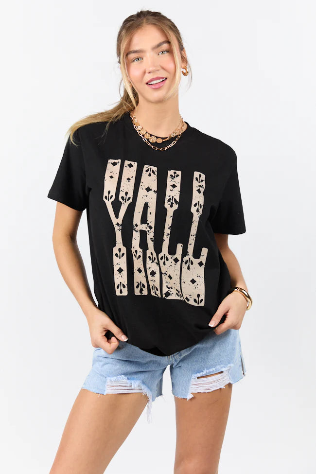 Yall Black Oversized Graphic Tee