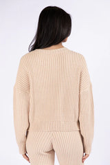 This Is Why Tan Thermal Waffle Knit Pullover SALE