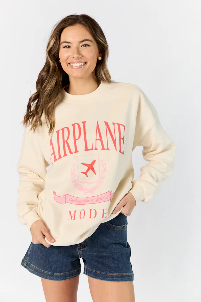 Airplane Mode Sweet Cream Oversized Graphic Sweatshirt