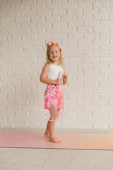 Kid's Errands to Run Pink and Orange Floral Check High Waist Shorts FINAL SALE