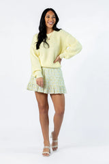 Match My Mood Yellow Textured Crew Neck Sweater