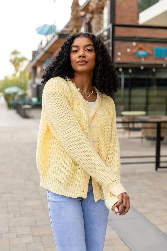 Do Me A Solid Yellow Button Up Cardigan