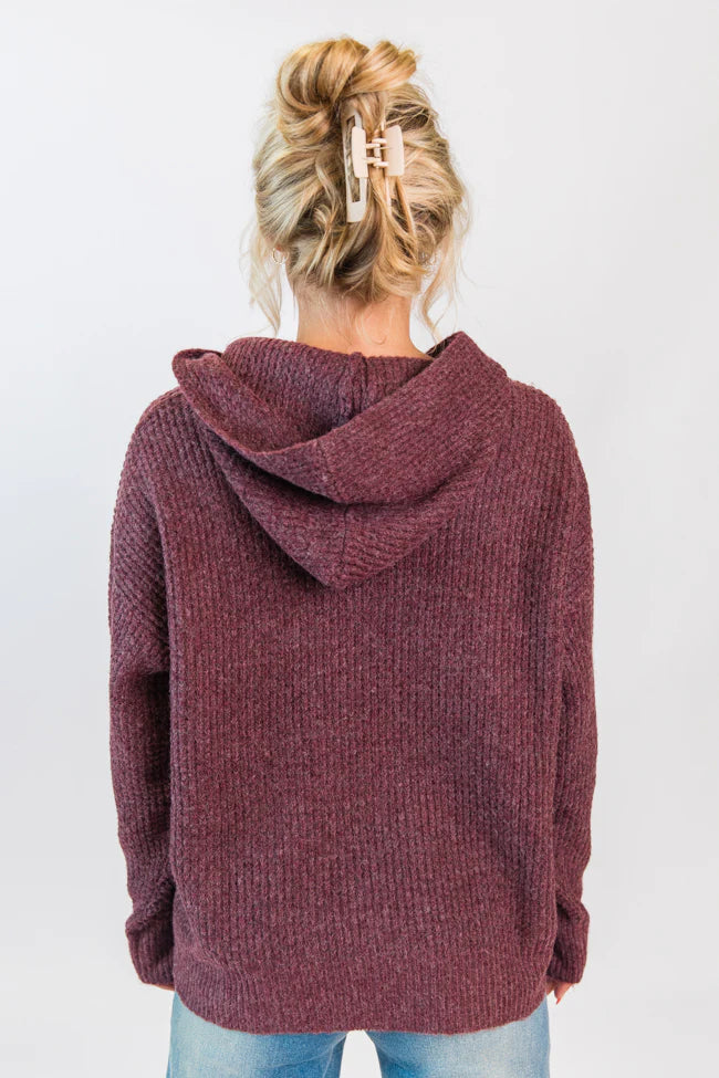 Found Your Love Wine Oversized Waffle Hooded Sweater