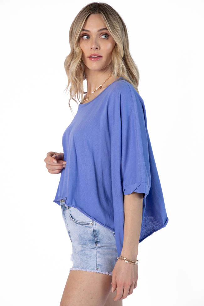 Great Days Ahead Blue Asymmetrical Hem Tee SALE