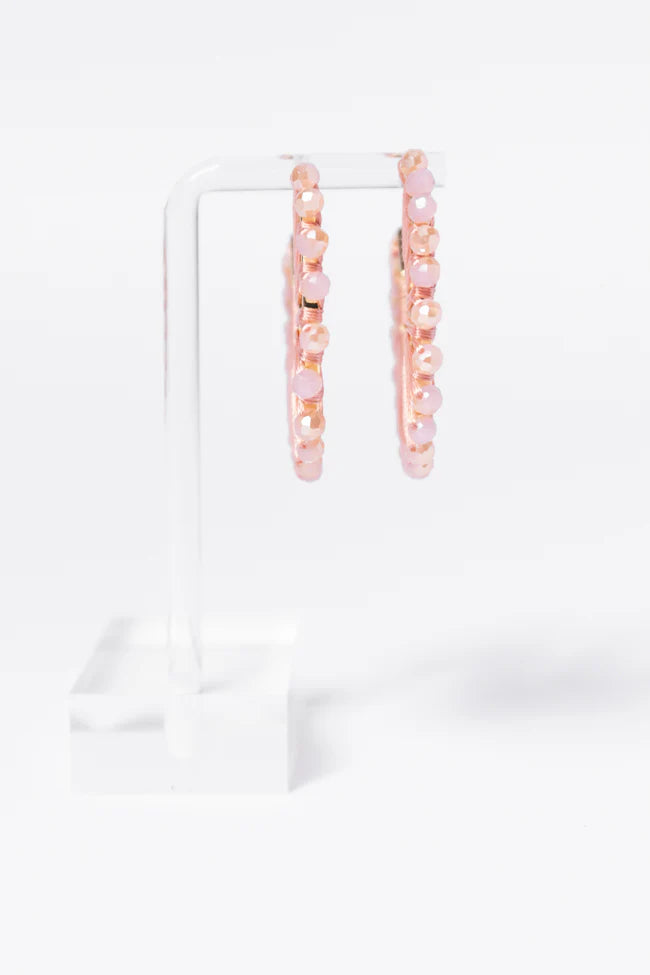 Pink Thread Wrapped Hoop Earrings