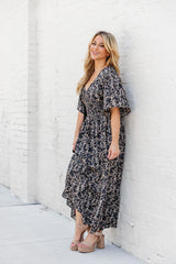 Simply Stunning Black Floral Flutter Sleeve Maxi Dress FINAL SALE