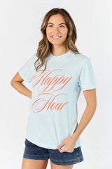 Happy Hour Chambray Comfort Color Graphic Tee