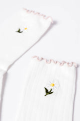 White Daisy Crew Socks