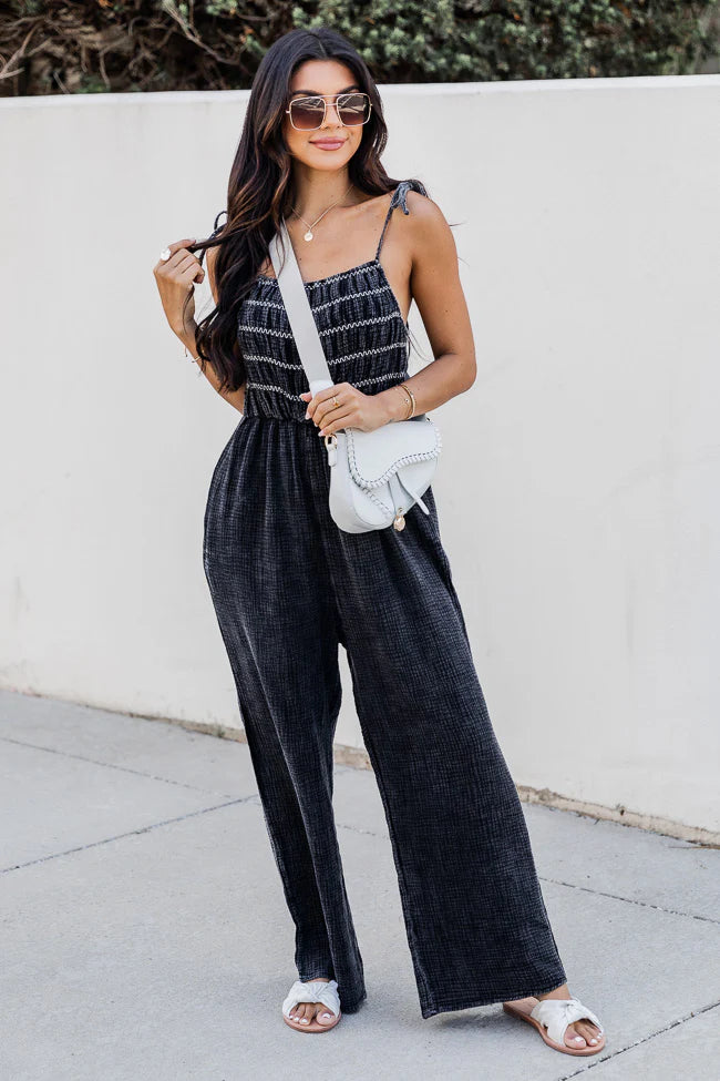 Jump For Joy Black Gauze Jumpsuit FINAL SALE