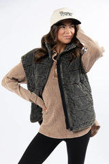 Perfect Tone Black Acid Wash Quilted Vest SALE