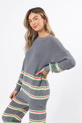 Seeing Stripes Pink and Green Striped Sweater FINAL SALE