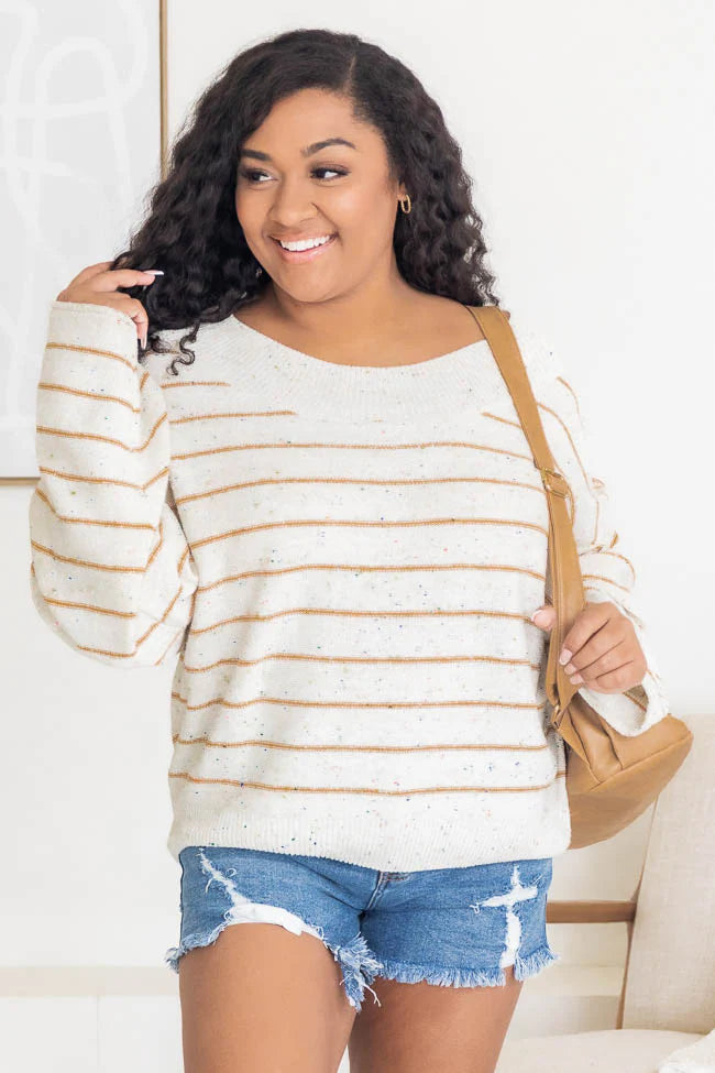 Sprinkle Of Love Wide Neck Striped Sweater  FINAL SALE