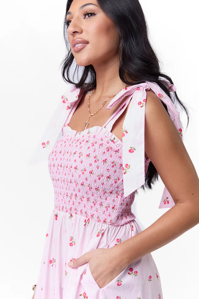 When We Were Young Smocked Pink Print Maxi Dress