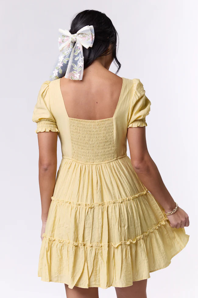 Easily Loved Yellow Babydoll Short Sleeve Mini Dress