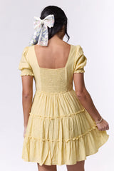 Easily Loved Yellow Babydoll Short Sleeve Mini Dress