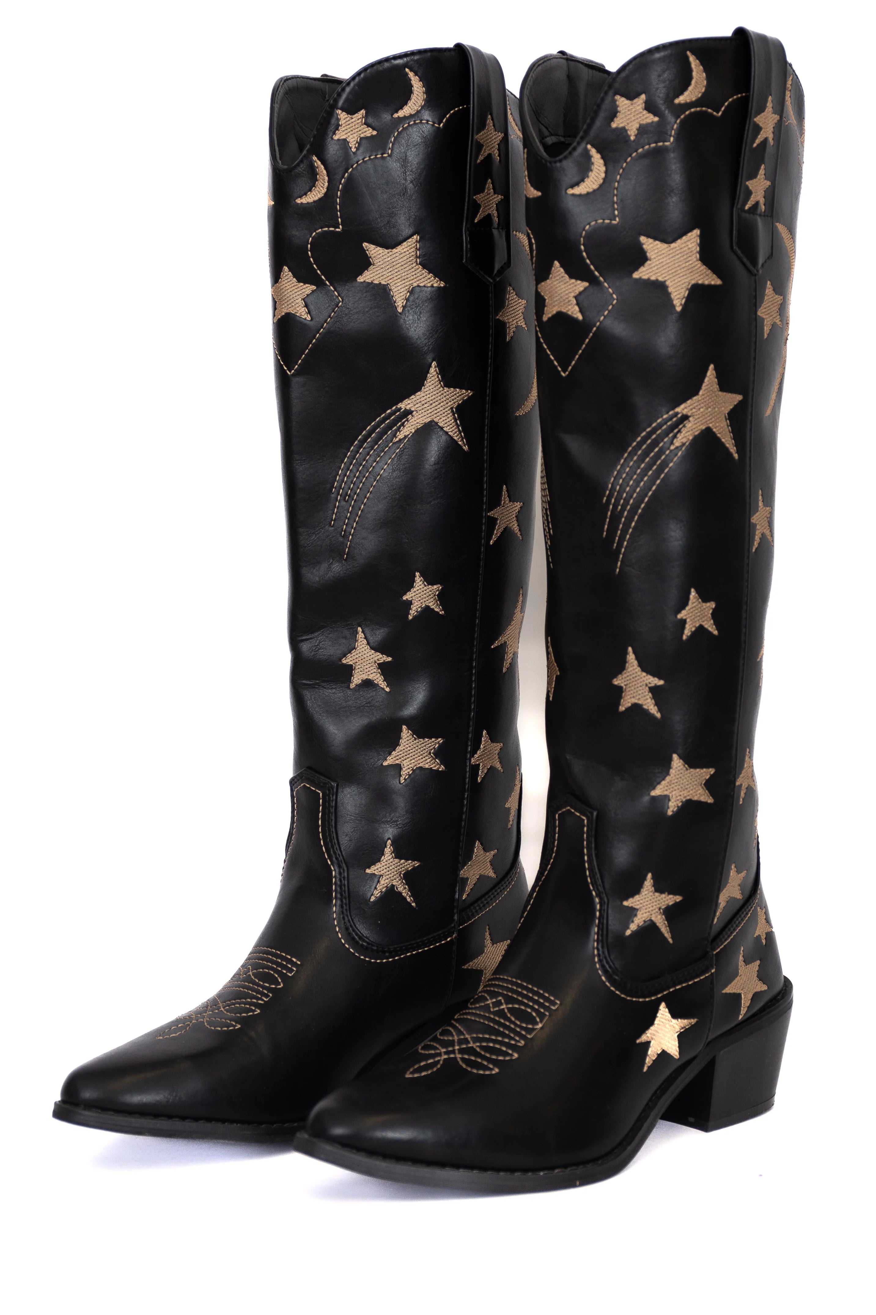 Luna Black Star and Moon Western Boots