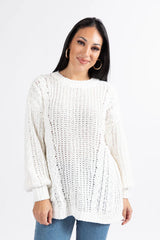 Wide Open Spaces Ivory Oversized Chenille Crew Neck Sweater