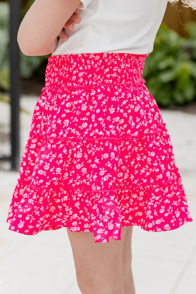 Kid's Through The Garden Hot Pink Floral Mini Skort SALE